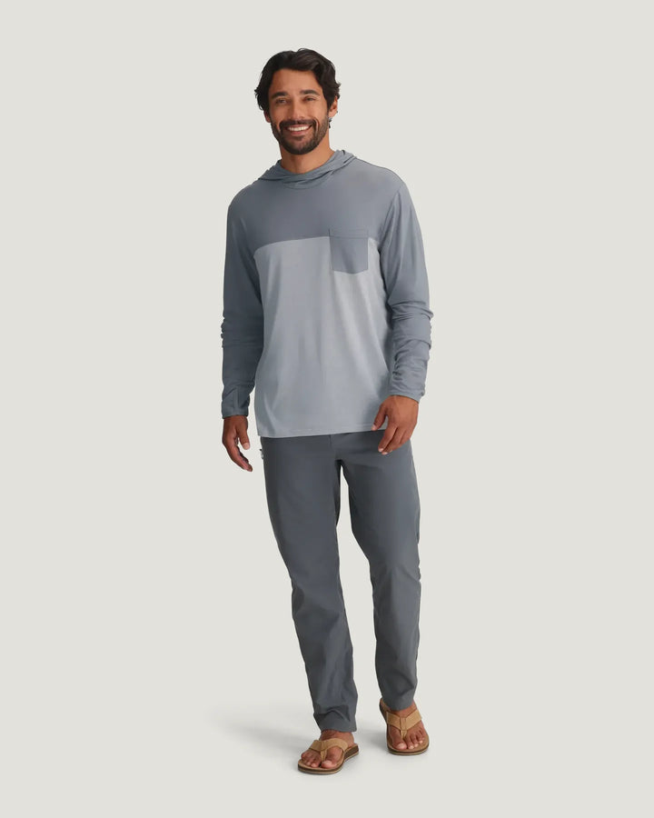 Free Fly Men's Bamboo Hybrid Hoodie: Slate/Aspen Grey