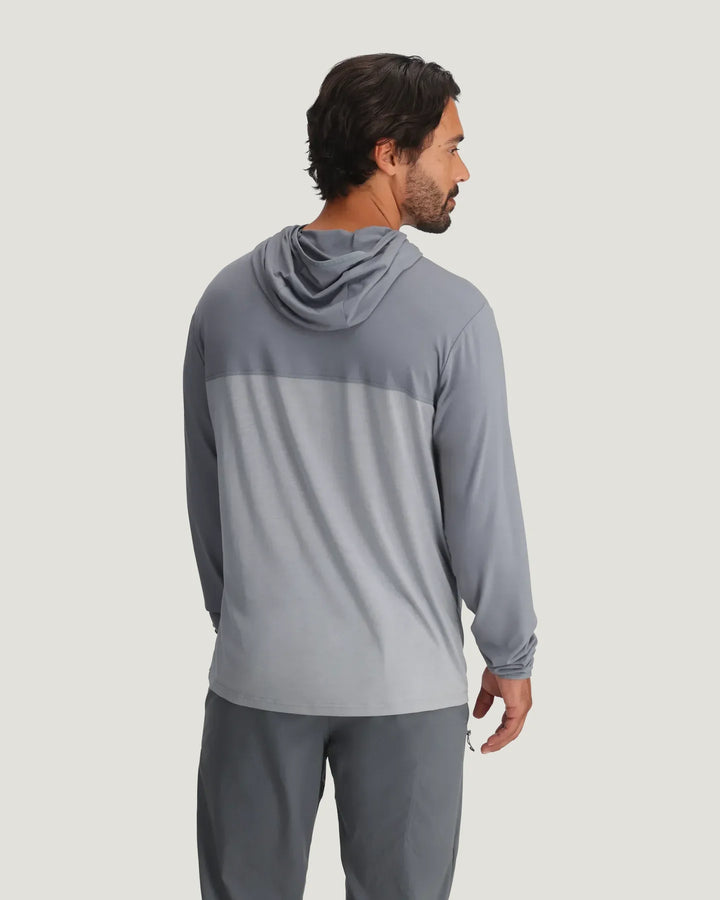 Free Fly Men's Bamboo Hybrid Hoodie: Slate/Aspen Grey