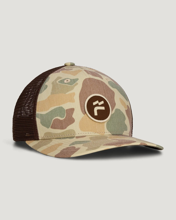 Free Fly Brand Flag Camo Trucker Hat: Vintage Camo