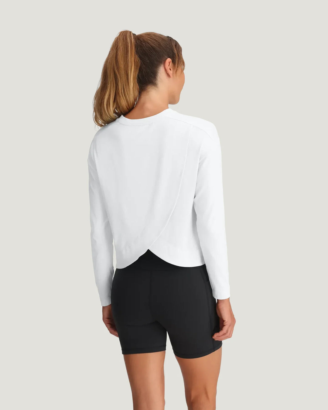 Free Fly Women's Bamboo Shade Crossover Long Sleeve: Bright White