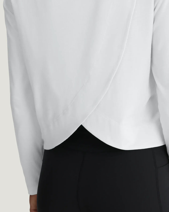 Free Fly Women's Bamboo Shade Crossover Long Sleeve: Bright White