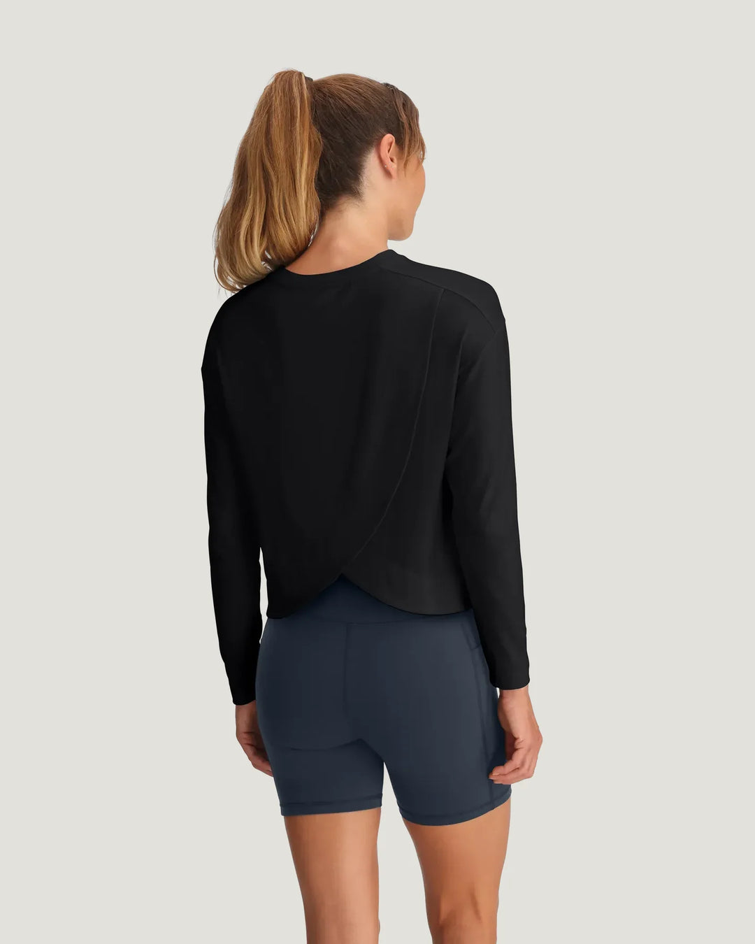 Free Fly Women's Bamboo Shade Crossover Long Sleeve: Black