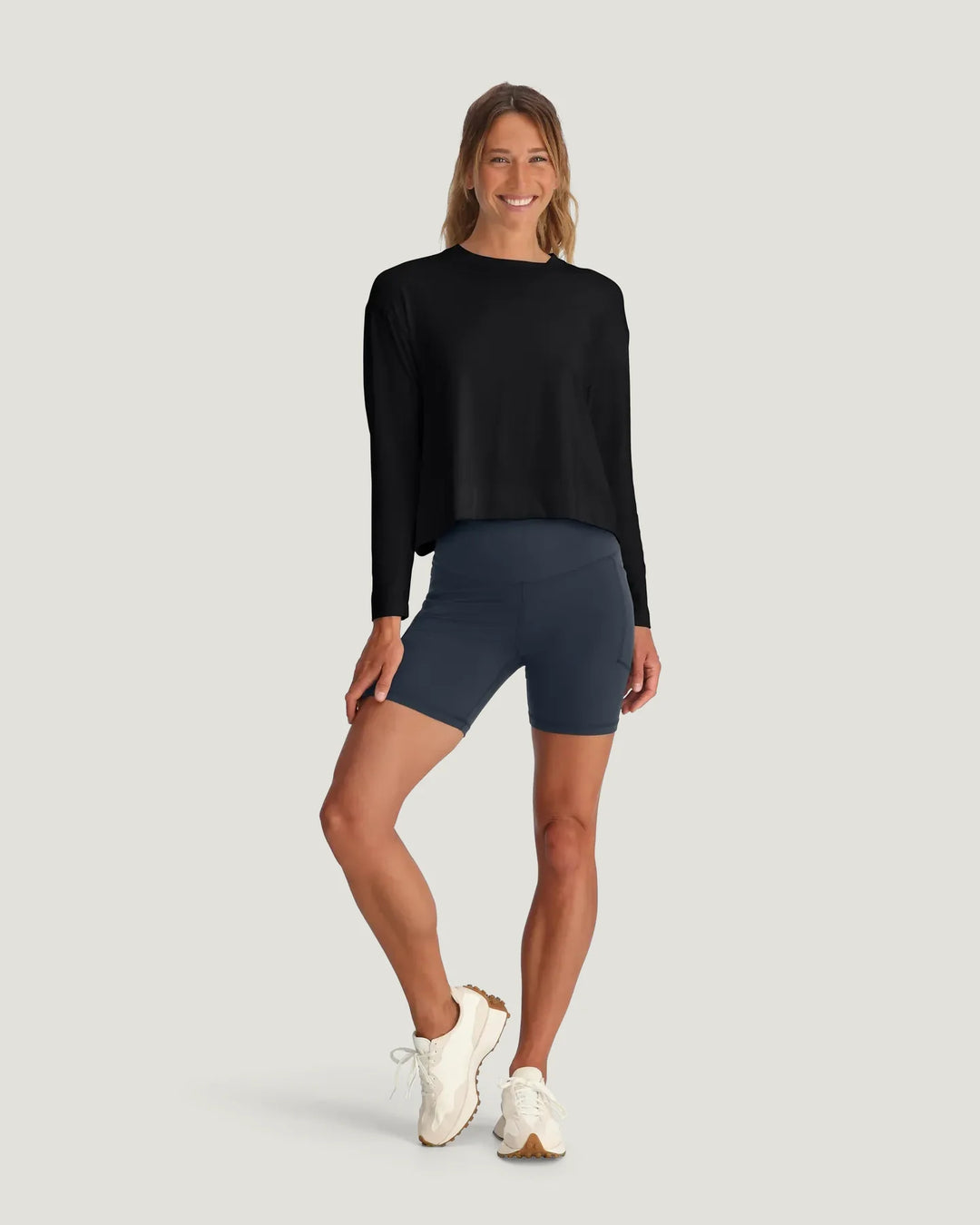 Free Fly Women's Bamboo Shade Crossover Long Sleeve: Black