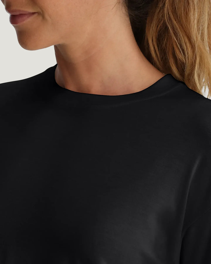 Free Fly Women's Bamboo Shade Crossover Long Sleeve: Black