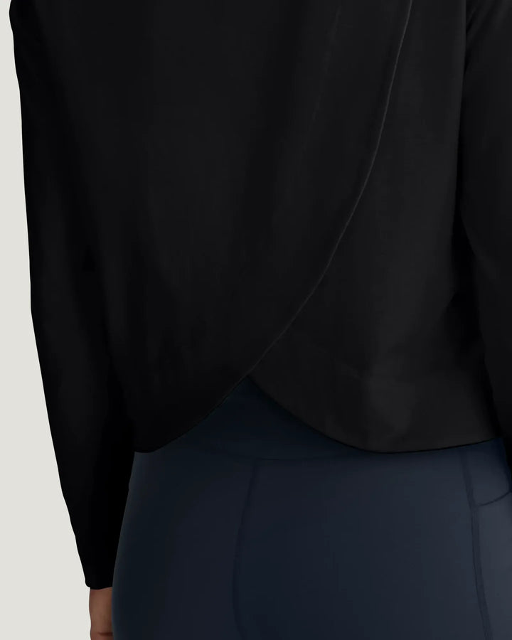Free Fly Women's Bamboo Shade Crossover Long Sleeve: Black