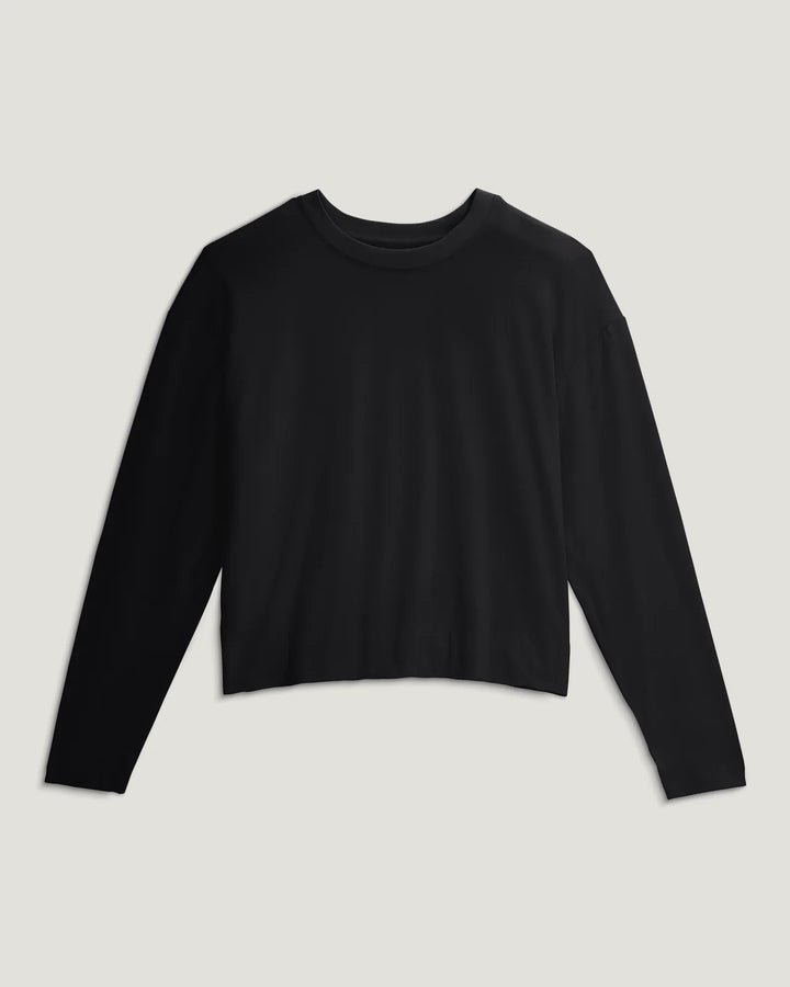 Free Fly Women's Bamboo Shade Crossover Long Sleeve: Black