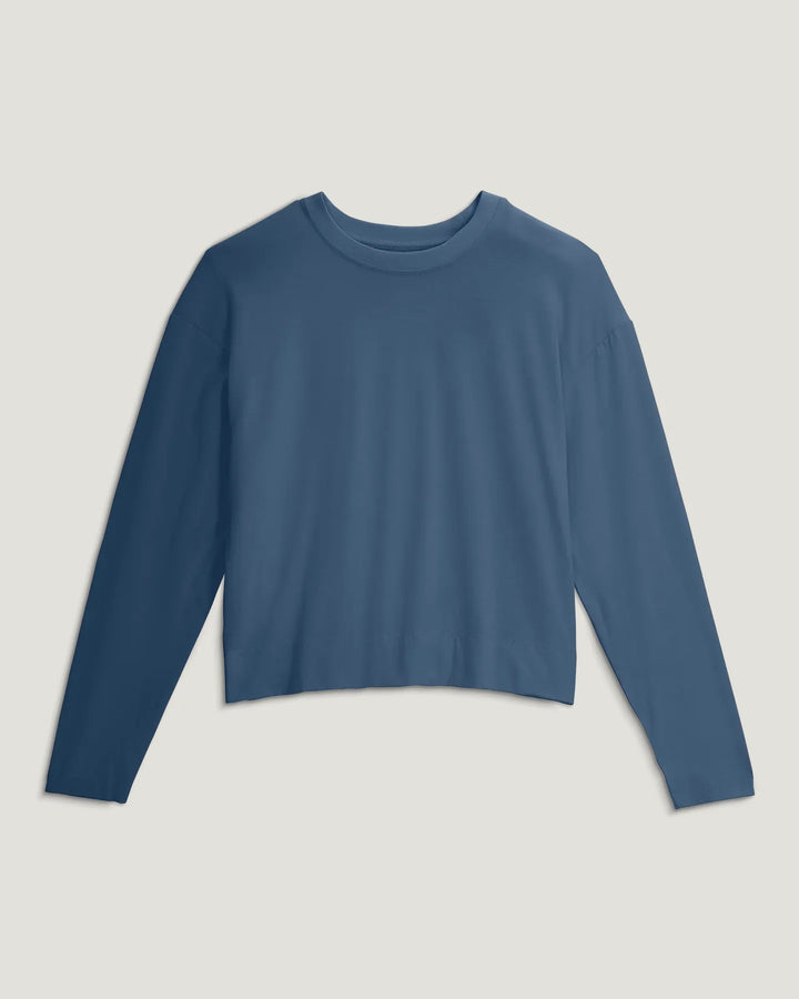 Free Fly Women's Bamboo Shade Crossover Long Sleeve: Pacific Blue