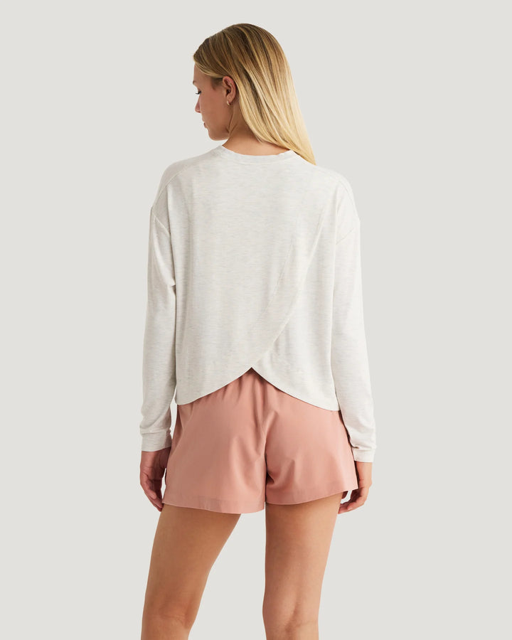 Free Fly Women's Bamboo Shade Crossover Long Sleeve: Off White Heather
