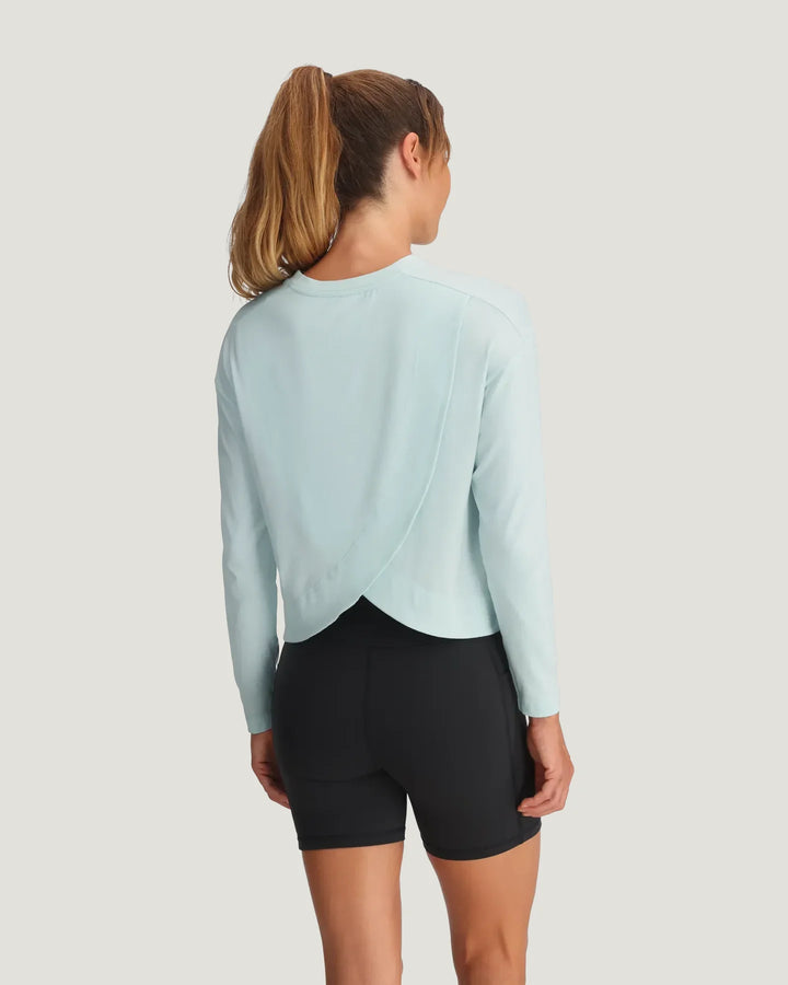 Free Fly Women's Bamboo Shade Crossover Long Sleeve: Tropic Sea
