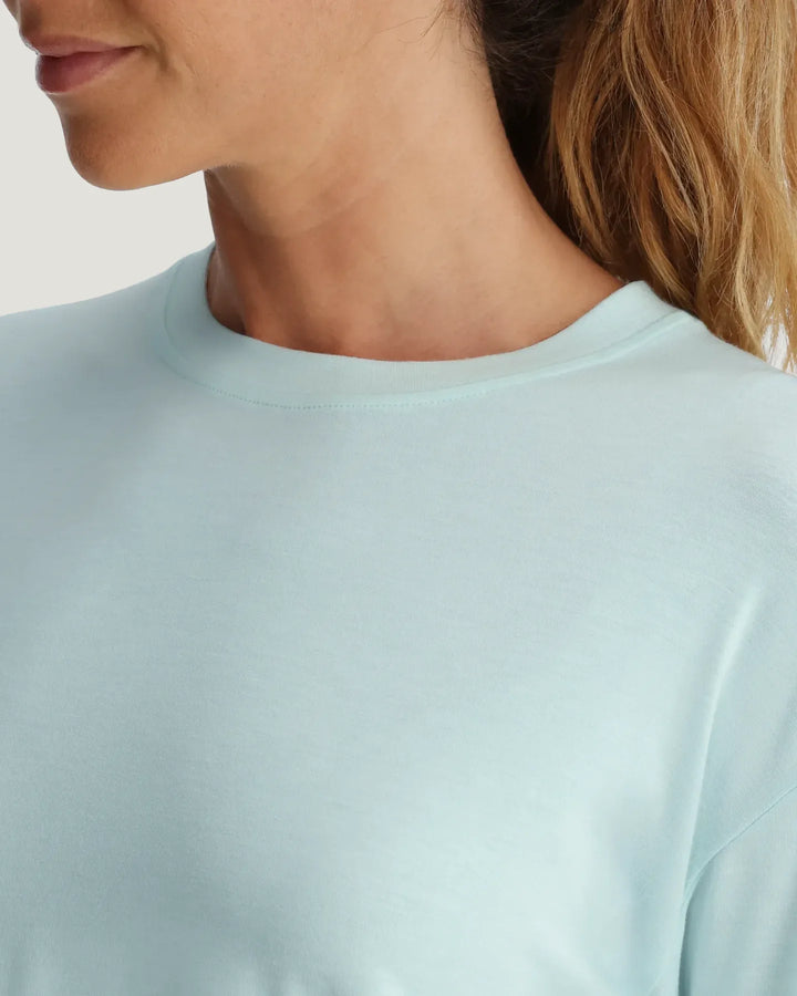 Free Fly Women's Bamboo Shade Crossover Long Sleeve: Tropic Sea