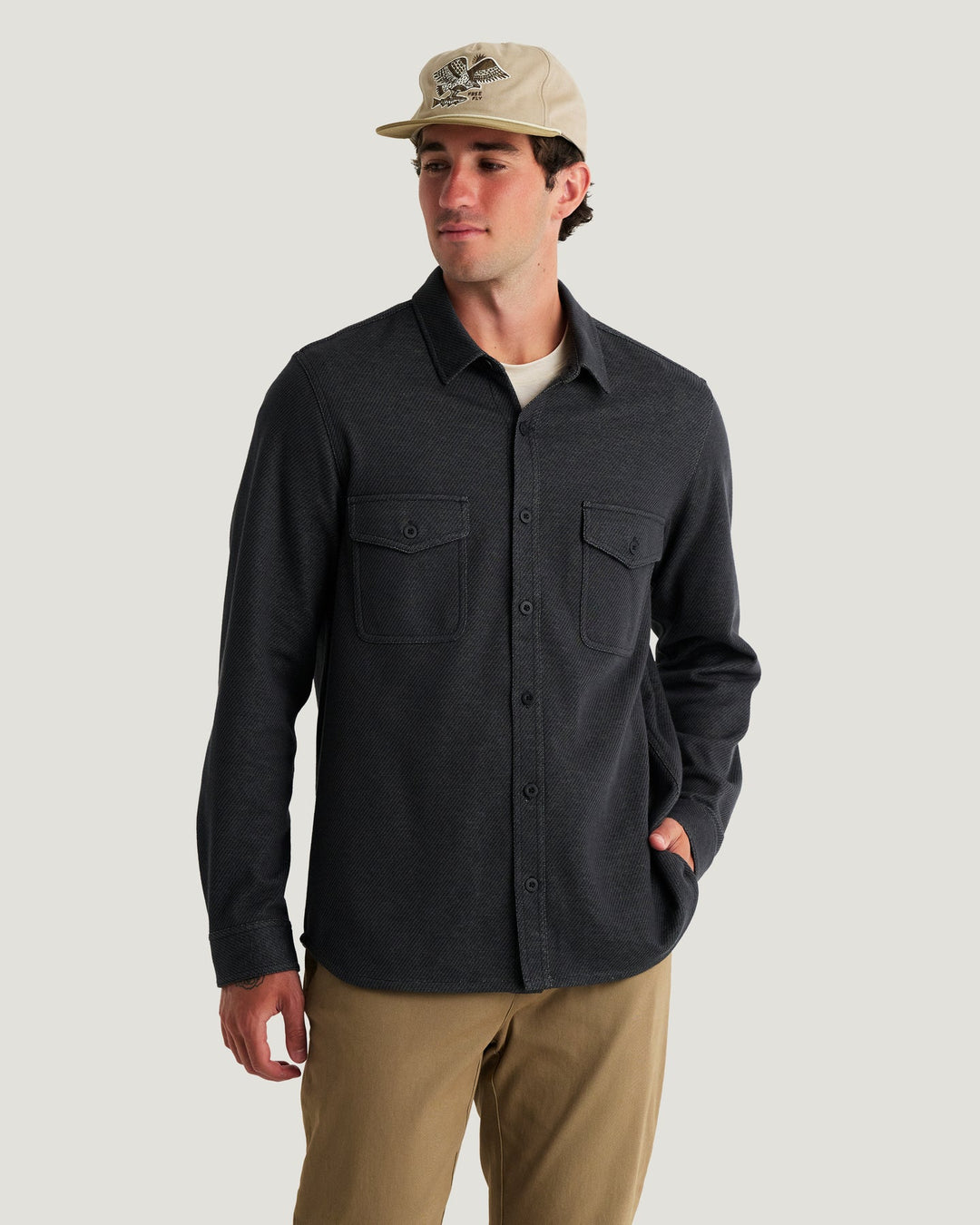 Free Fly Men's Gallatin Overshirt: Black Twill