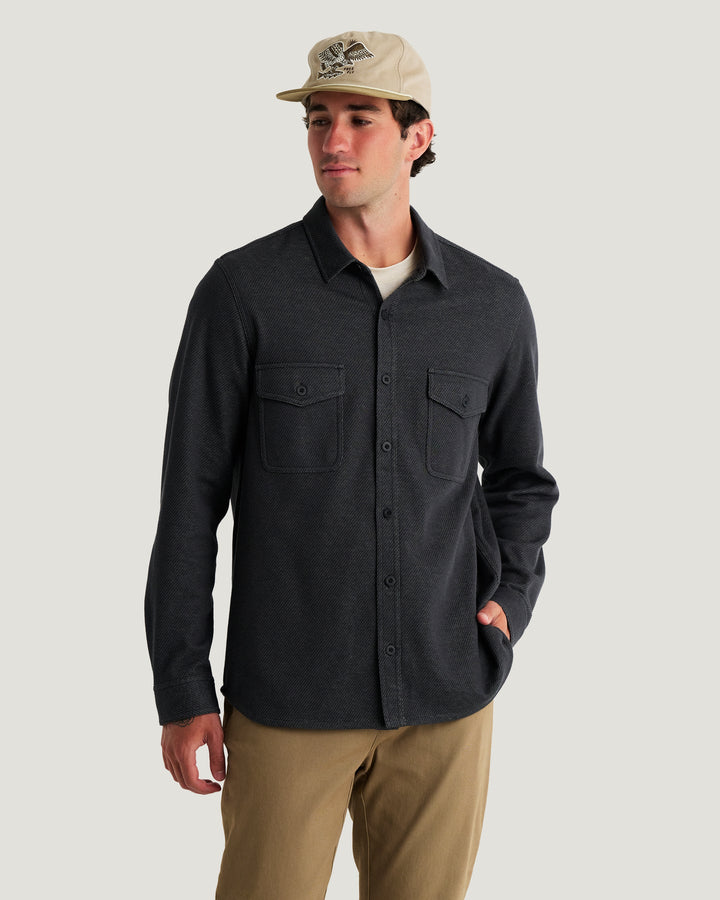 Free Fly Men's Gallatin Overshirt: Black Twill