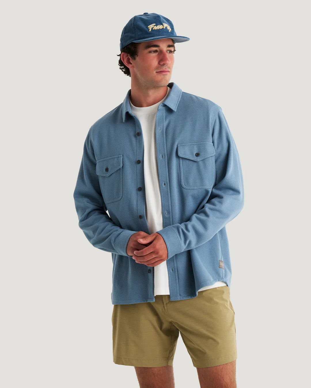 Free Fly Men's Gallatin Overshirt: Pacific Blue Twill