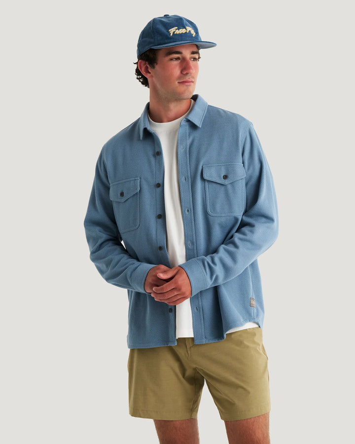 Free Fly Men's Gallatin Overshirt: Pacific Blue Twill