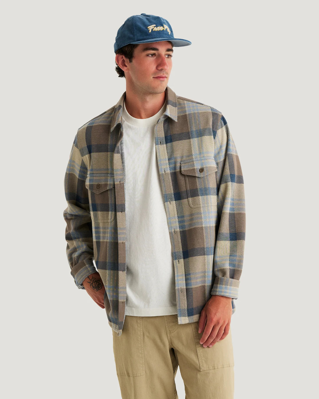 Free Fly Men's Gallatin Overshirt: Desert Tan Plaid
