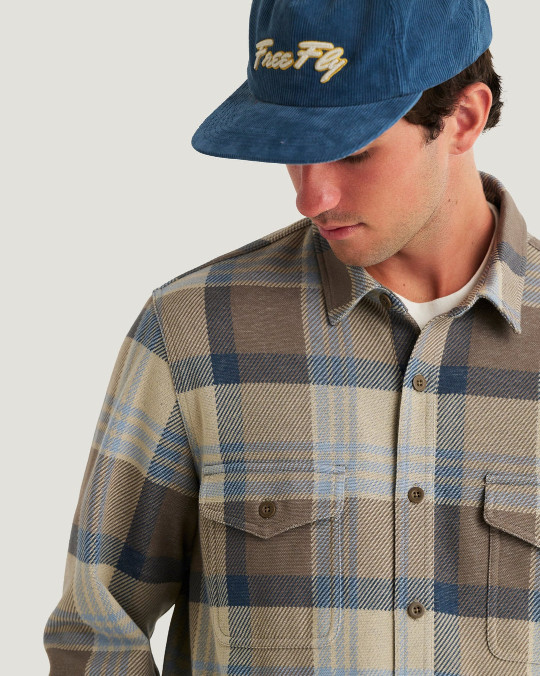 Free Fly Men's Gallatin Overshirt: Desert Tan Plaid