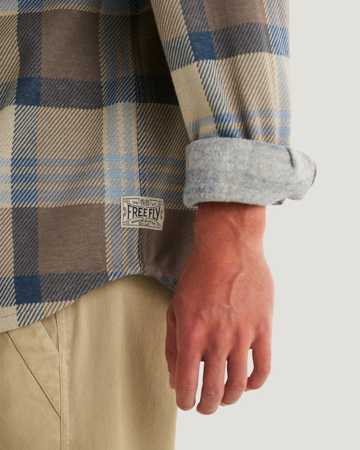 Free Fly Men's Gallatin Overshirt: Desert Tan Plaid