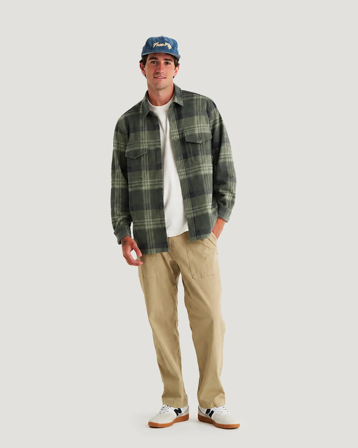Free Fly Men's Gallatin Overshirt: Dark Forest Plaid
