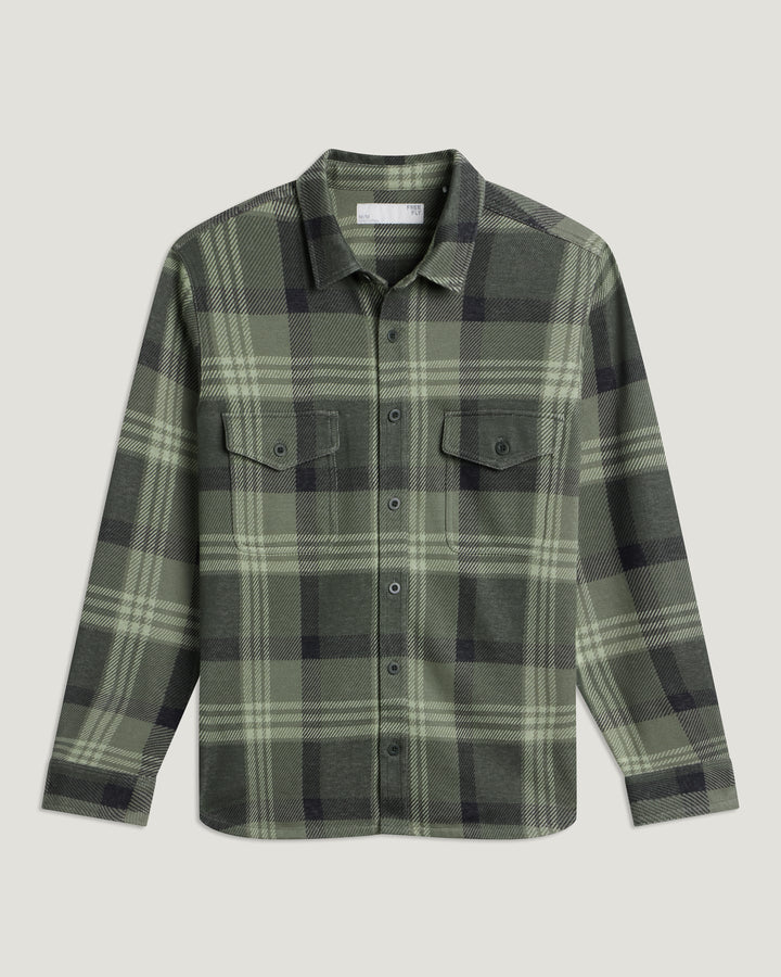 Free Fly Men's Gallatin Overshirt: Dark Forest Plaid