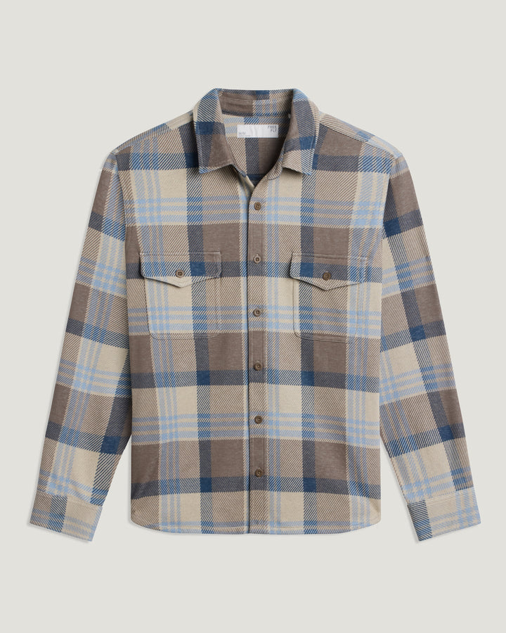 Free Fly Men's Gallatin Overshirt: Desert Tan Plaid