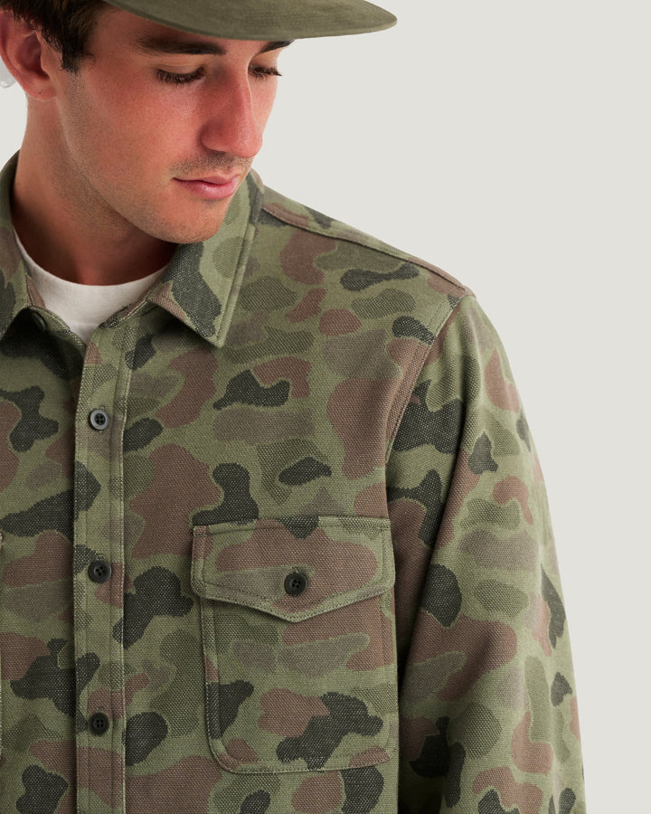 Free Fly Men's Gallatin Overshirt: Vintage Camo Oil Green