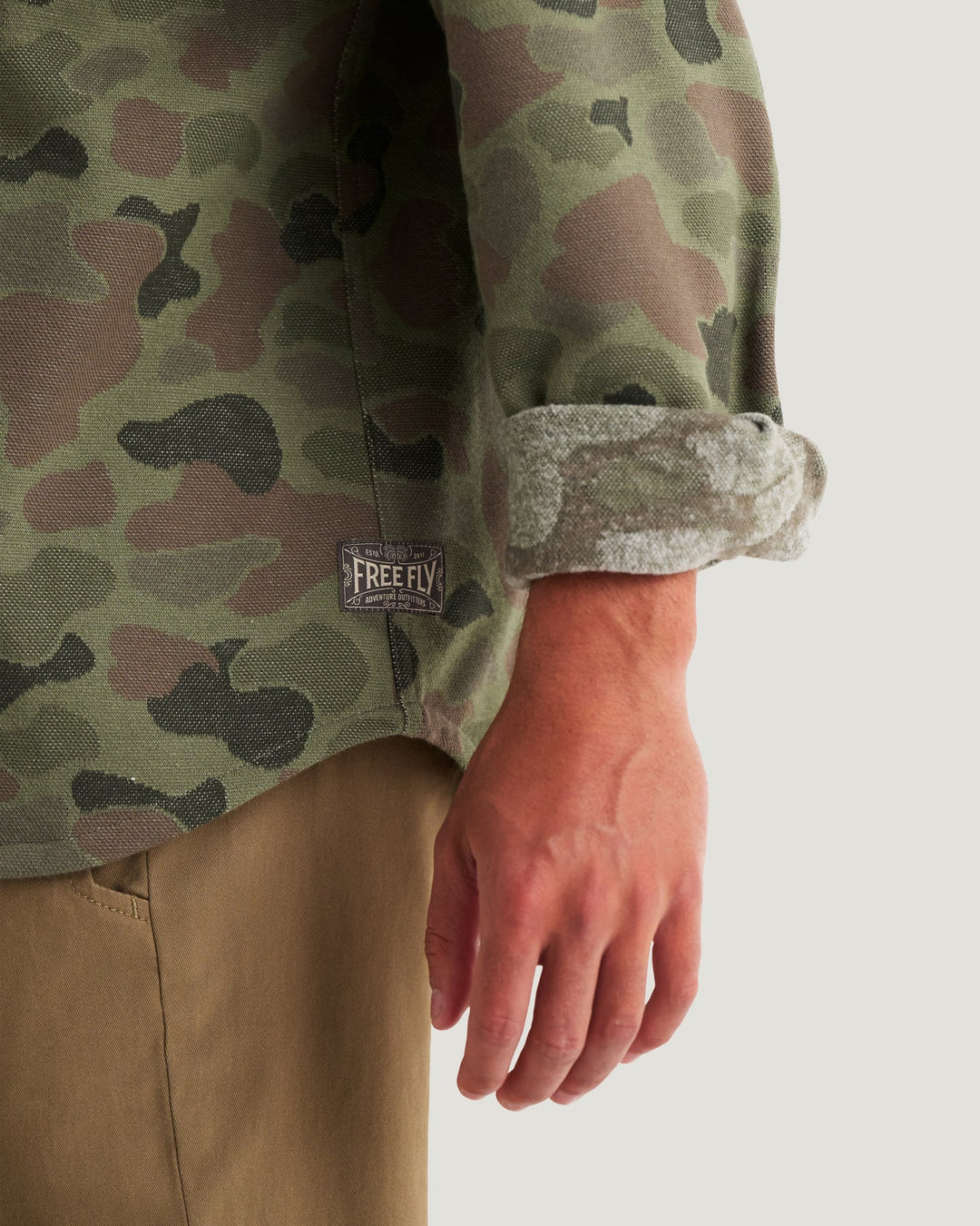 Free Fly Men's Gallatin Overshirt: Vintage Camo Oil Green