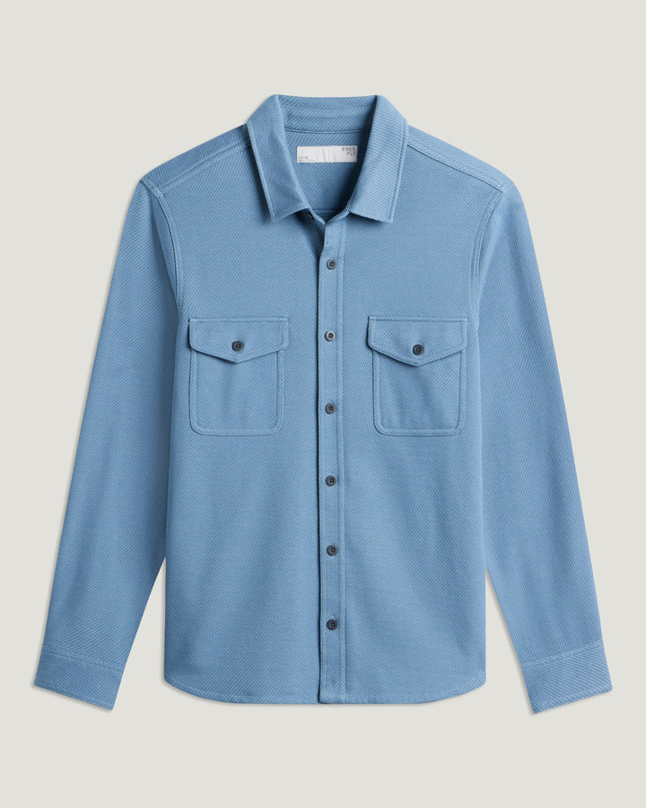 Free Fly Men's Gallatin Overshirt: Pacific Blue Twill