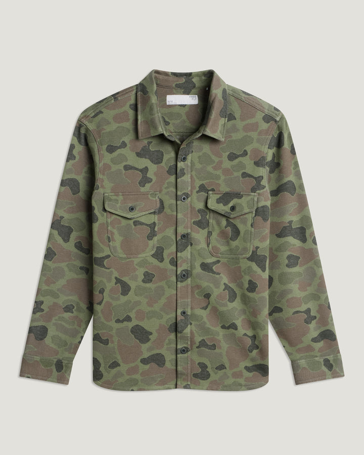 Free Fly Men's Gallatin Overshirt: Vintage Camo Oil Green