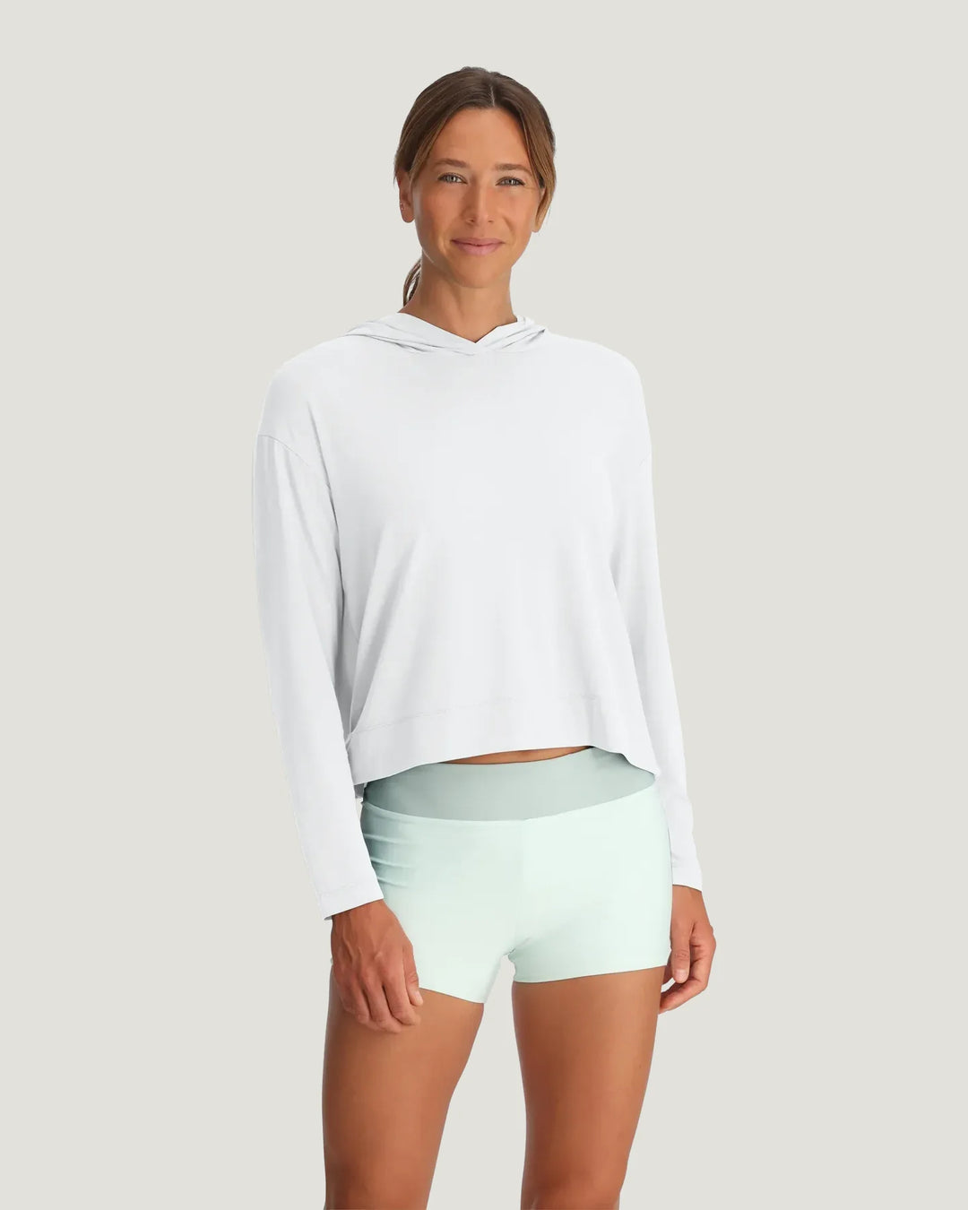 Free Fly Women's Bamboo Shade Crossover Hoodie: Bright White