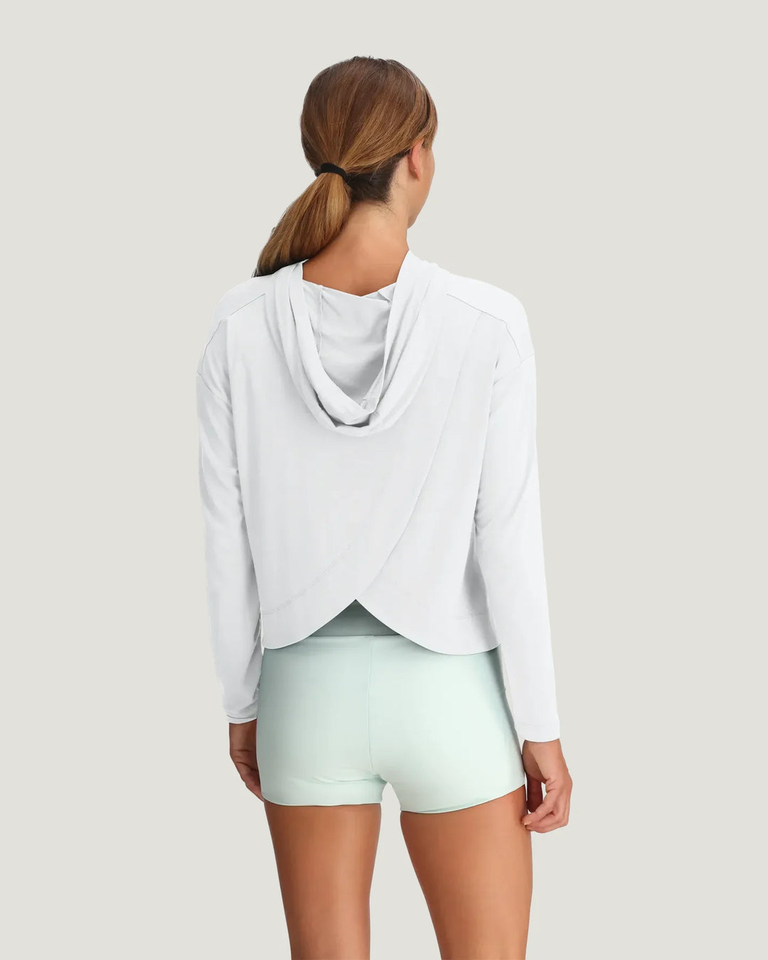Free Fly Women's Bamboo Shade Crossover Hoodie: Bright White
