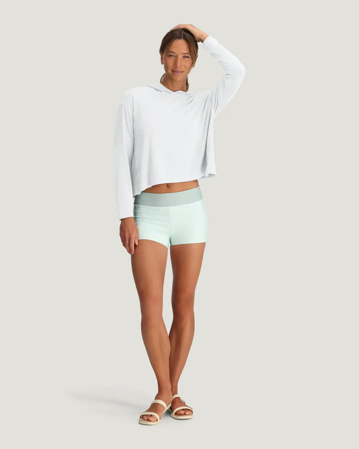 Free Fly Women's Bamboo Shade Crossover Hoodie: Bright White