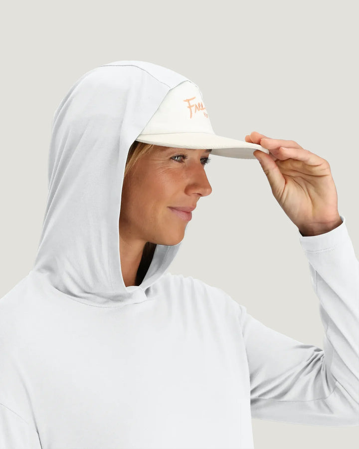 Free Fly Women's Bamboo Shade Crossover Hoodie: Bright White