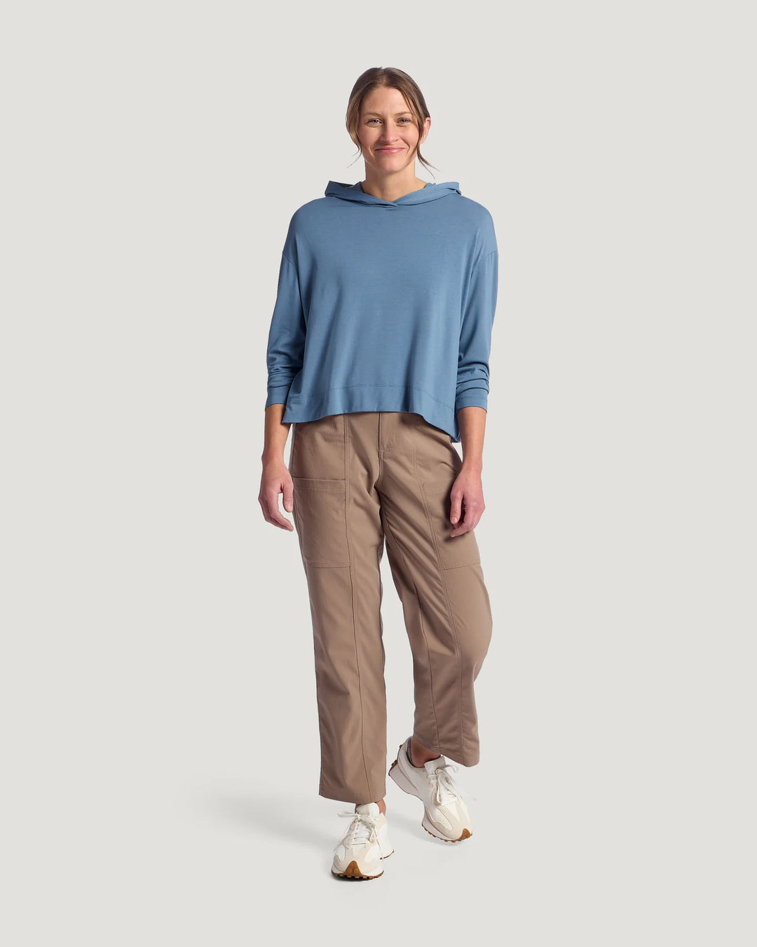 Free Fly Women's Bamboo Shade Crossover Hoodie: Pacific Blue