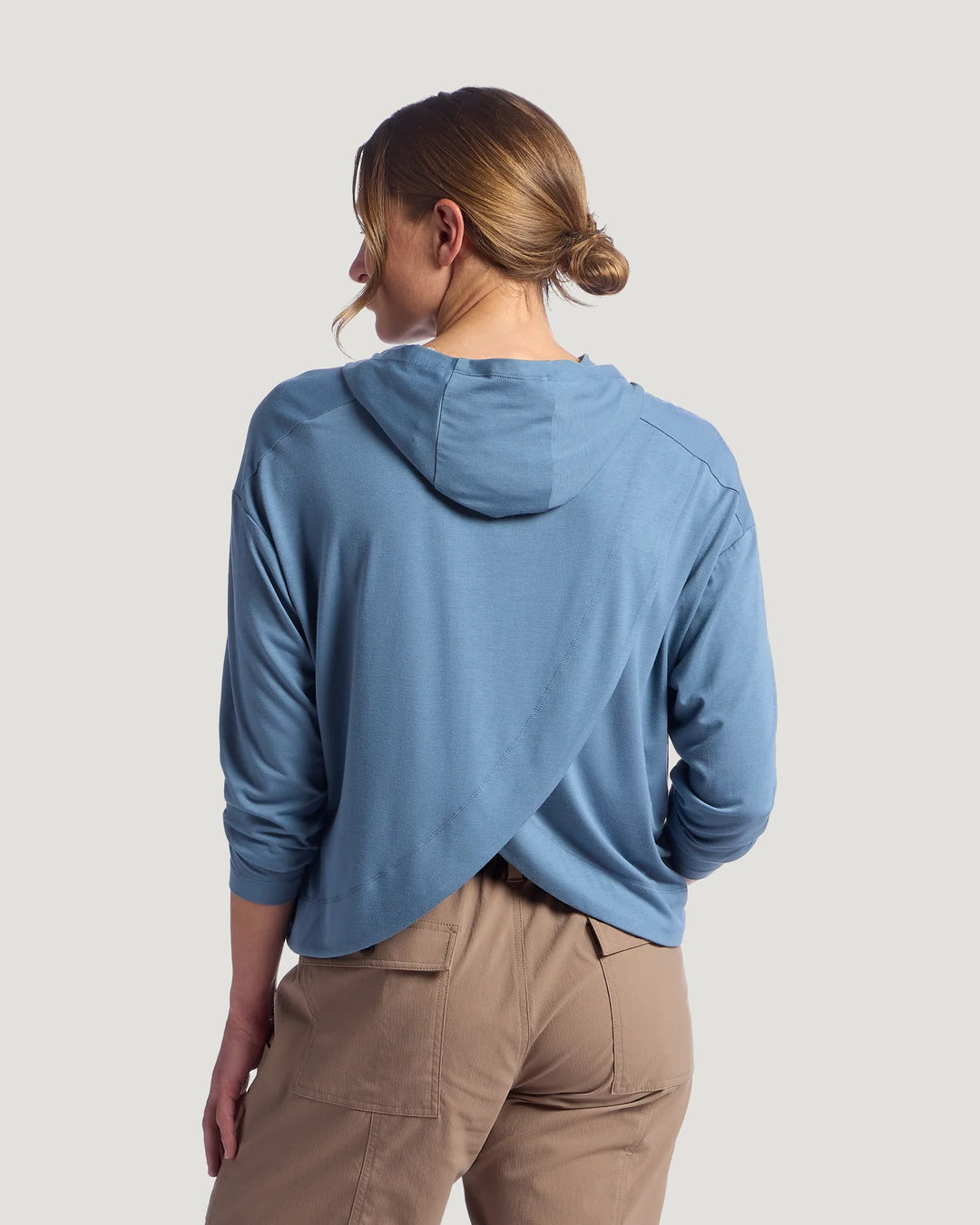Free Fly Women's Bamboo Shade Crossover Hoodie: Pacific Blue