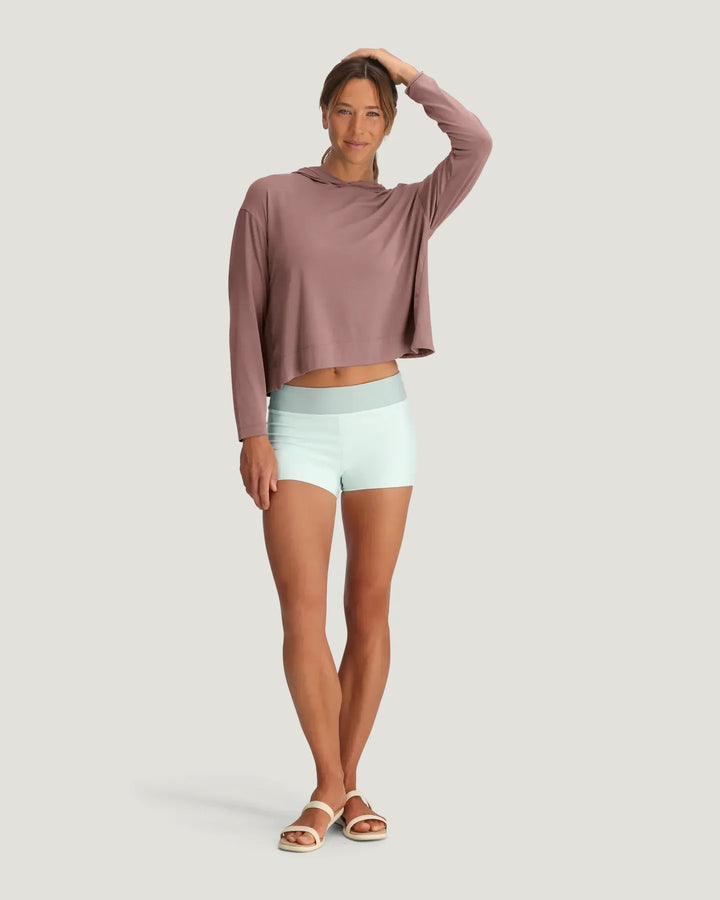 Free Fly Women's Bamboo Shade Crossover Hoodie: Fig
