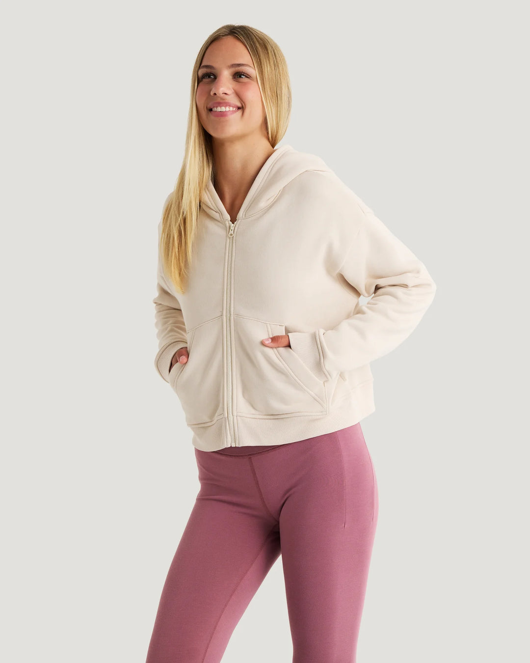 Free Fly Women's Bamboo Northcoast Fleece Full Zip Hoodie: Stone