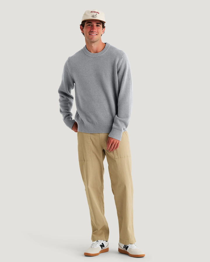 Free Fly Men's Coastloom Crew Sweater: Heather Light Grey
