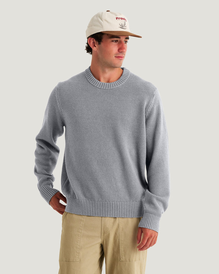 Free Fly Men's Coastloom Crew Sweater: Heather Light Grey
