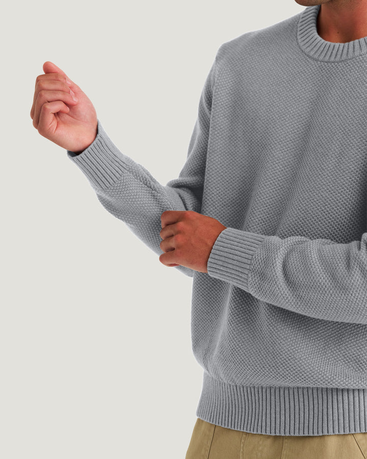Free Fly Men's Coastloom Crew Sweater: Heather Light Grey