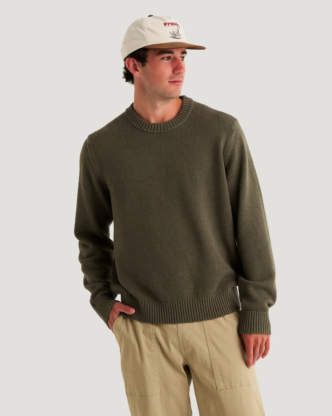Free Fly Men's Coastloom Crew Sweater: Smokey Olive