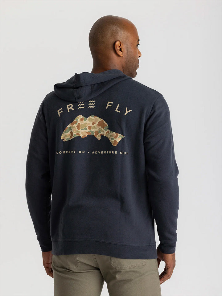 Free Fly Vintage Camo Redfish Fleece Hoodie: Black Sand