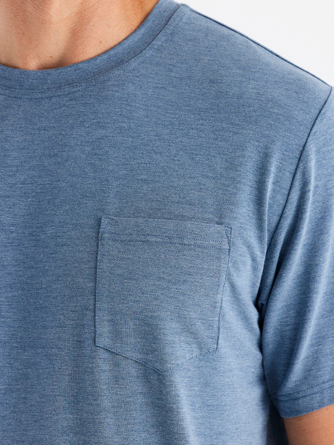 Free Fly Men's Bamboo Flex Pocket Tee: Heather Deepwater