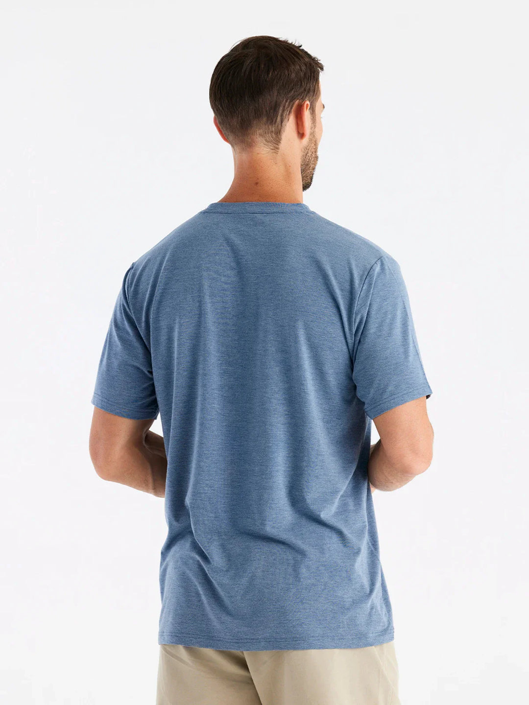 Free Fly Men's Bamboo Flex Pocket Tee: Heather Deepwater