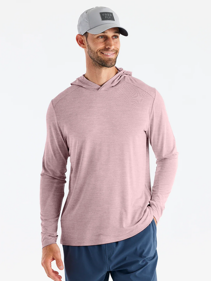 Free Fly Men's Bamboo Shade Hoodie: Heather Adobe Red