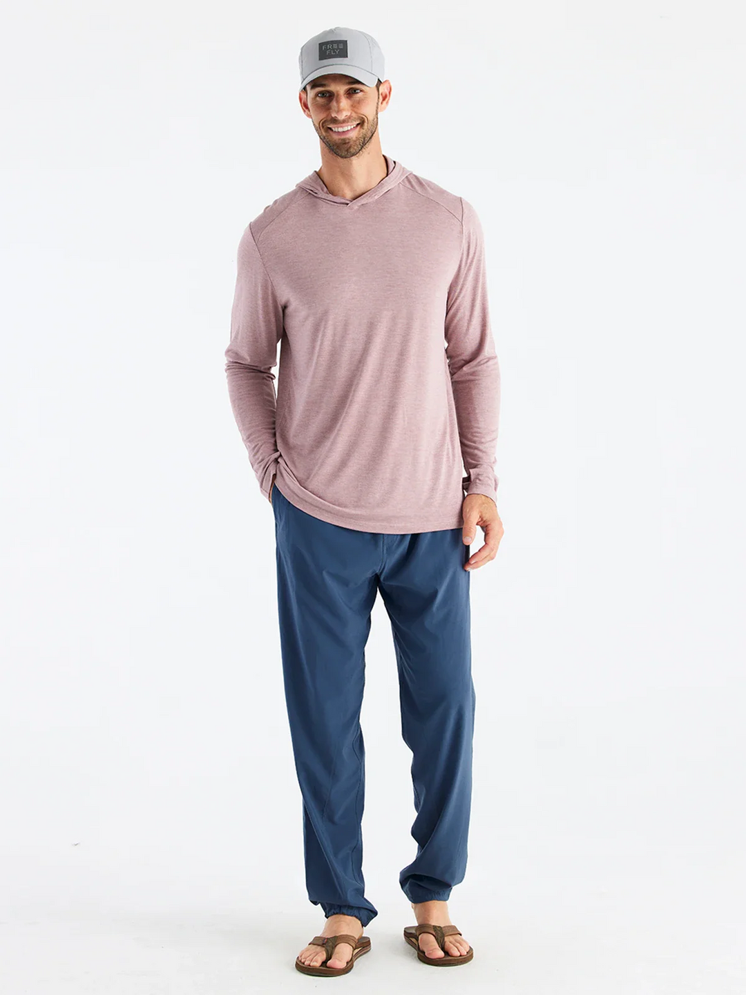 Free Fly Men's Bamboo Shade Hoodie: Heather Adobe Red