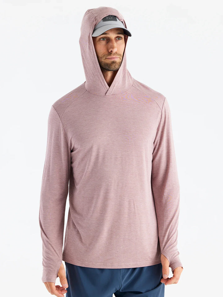Free Fly Men's Bamboo Shade Hoodie: Heather Adobe Red