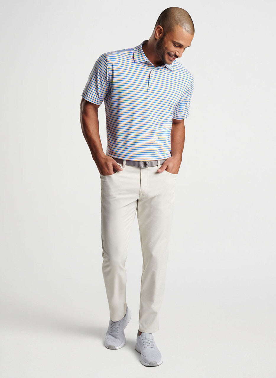 Peter Millar Fairmont Performance Jersey Polo: White and Mako Blue