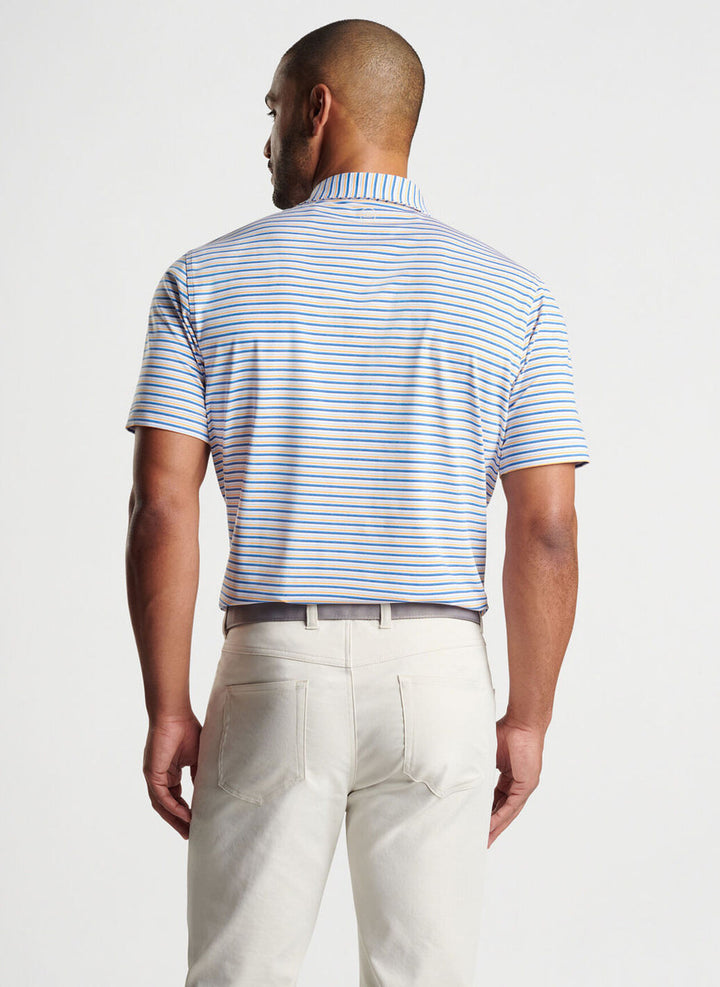 Peter Millar Fairmont Performance Jersey Polo: White and Mako Blue