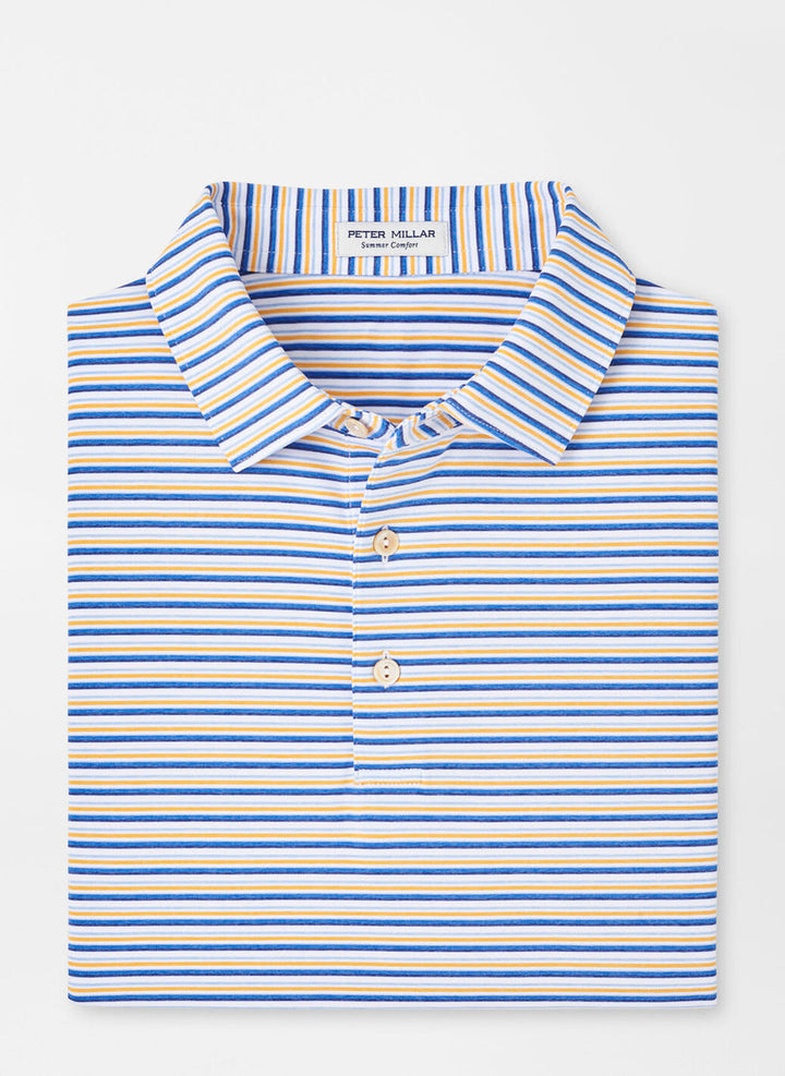 Peter Millar Fairmont Performance Jersey Polo: White and Mako Blue