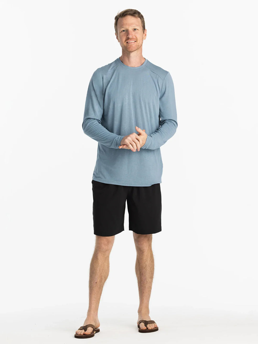Free Fly Men's Bamboo Lightweight Long Sleeve: Blue Fog
